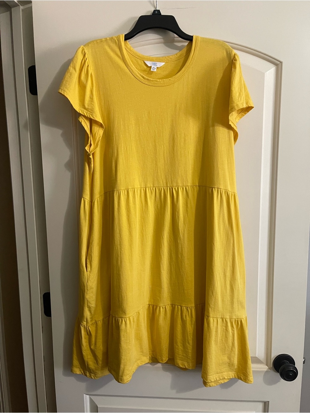 Time and Tru Yellow Tiered Short-Sleeve Women's Dress XL